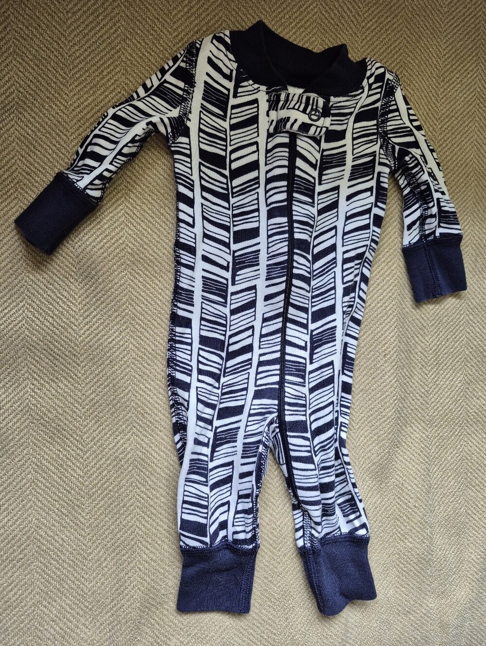 Hanna Andersson Organic Cotton Black and White Patterned One-Piece